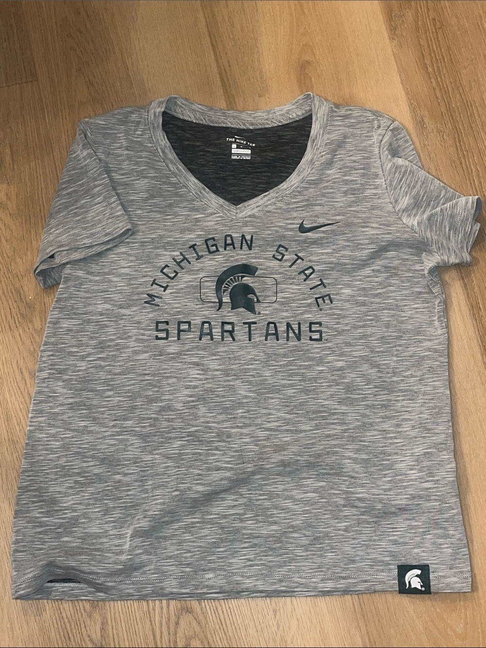 Nike Gray Michigan State Spartans V-Neck Tee Dri-Fit Size Large